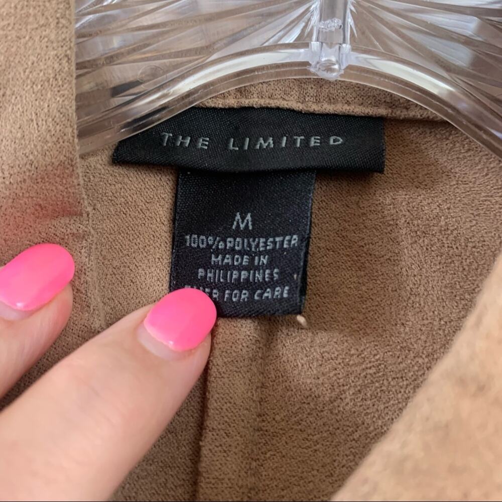 The Limited Y2K Flower Eyelet Bell Sleeved Faux Leather Scalloped Hem Tan Jacket - Picture 2 of 6